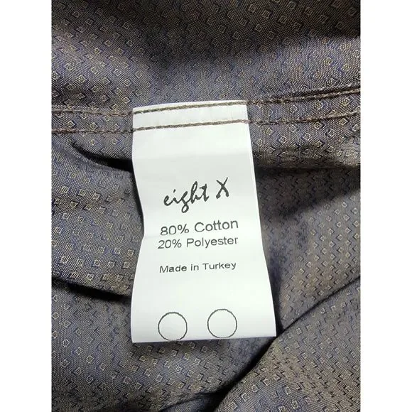 Eight X Premium Buckle Slim Fit Brown Button up Men's Long Sleeve Shirt - Small - Picture 3 of 5